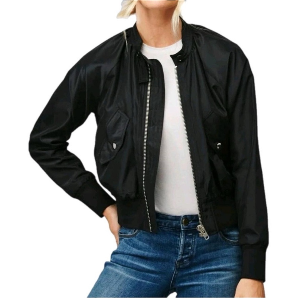 FREE PEOPLE Midnight Black Bomber Jacket Women’s Size XS